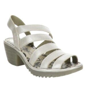 Fly London Multi-Strap Heeled Woze Sandal Silver